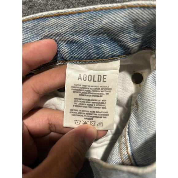 Agolde Womens Pinch Waist Jeans Size 27 Blue Straight Leg Distressed (see photo) - Picture 9 of 11